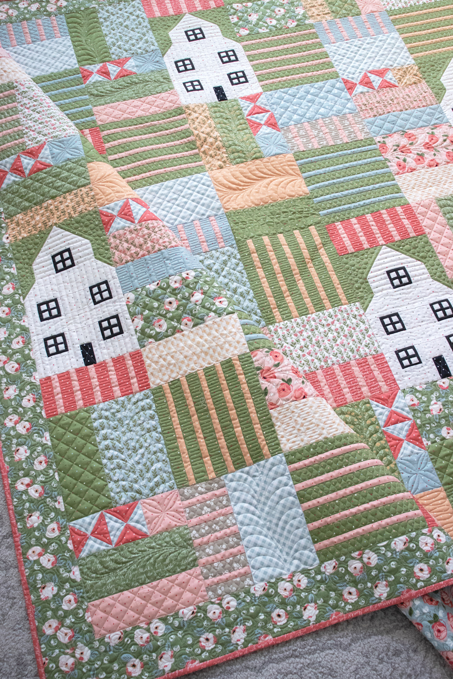 Pure Country farmland quilt by Vanessa Goertzen of Lella Boutique. Fabric is Country Rose by Lella Boutique for Moda Fabrics.