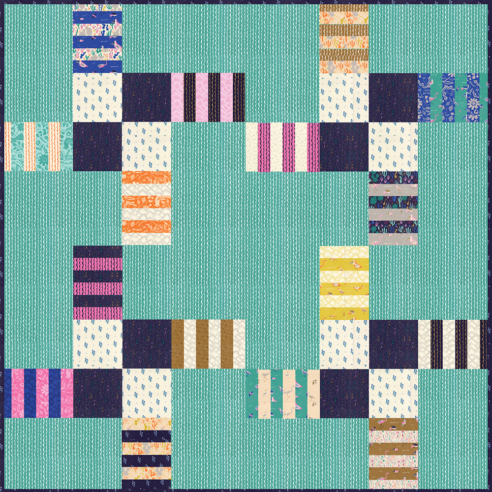 Hand Mixer jelly roll quilt by Vanessa Goertzen. Fabric is Yucatan by Annie Brady for Moda Fabrics.