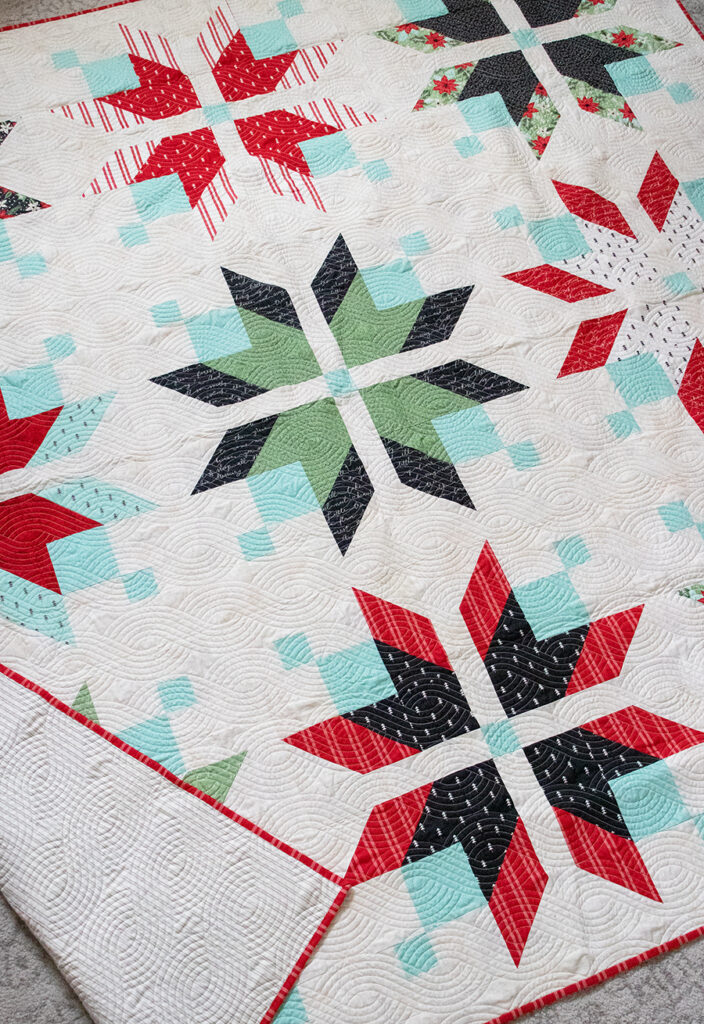 Icebox fat quarter quilt by Lella Boutique. Beautiful nordic snowflake design in Little Tree fabric by Lella Boutique for Moda Fabrics.