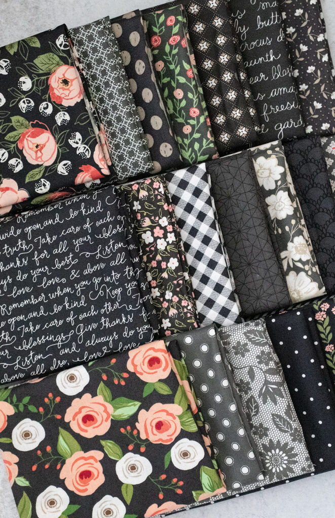 Starstruck 2 fabric picks in charcoal by Lella Boutique. Collections include Country Rose, Olive's Flower Market, Bloomington, Farmer's Daughter, and Sugar Pie
