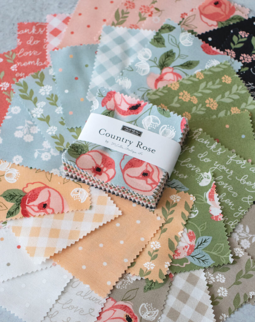 Mini charm pack of Country Rose fabric by Lella Boutique for Moda Fabrics.