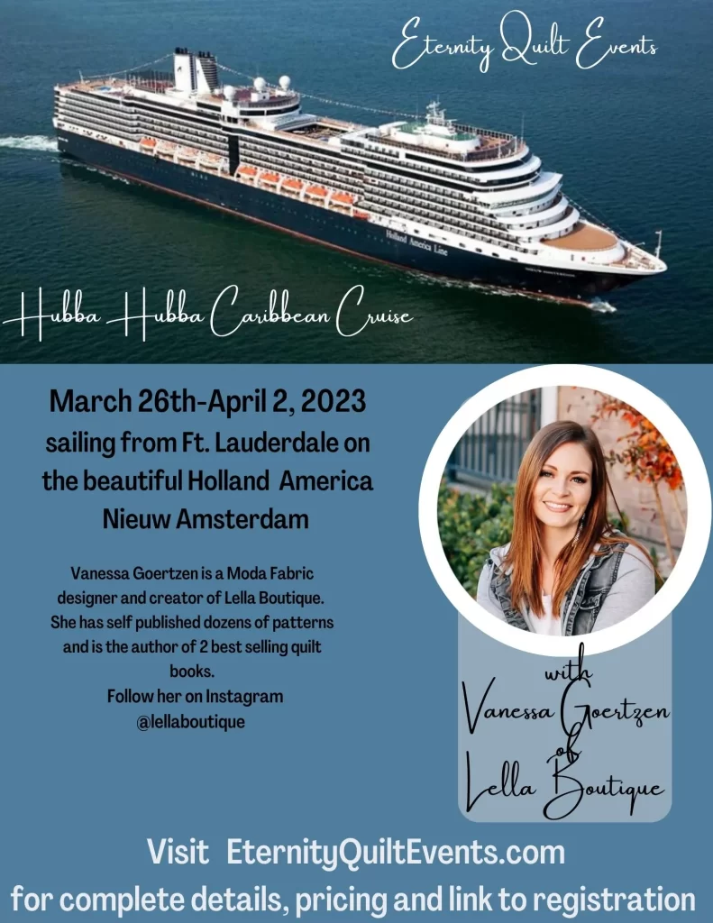 Caribbean quilt cruise 2023 featuring Vanessa Goertzen of Lella Boutique