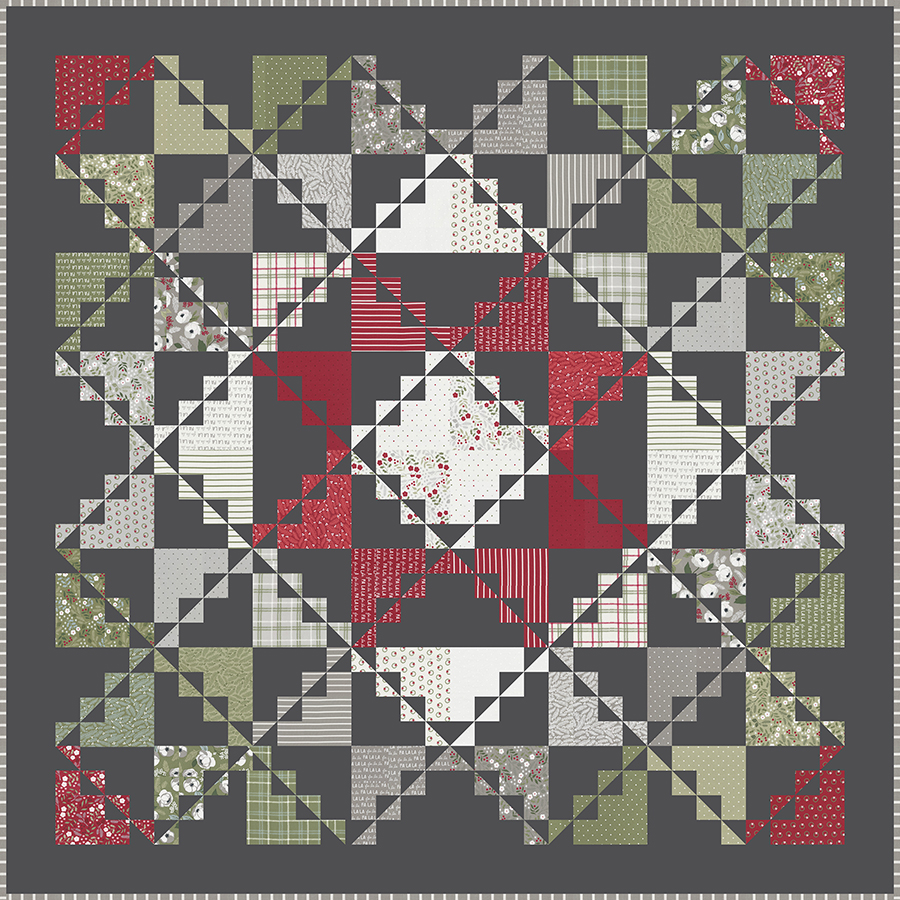 Dashing Christmas star quilt by Vanessa Goertzen of Lella Boutique. Cool triangle quilt made in Christmas Eve fabric by Lella Boutique for Moda Fabrics (May 2023).