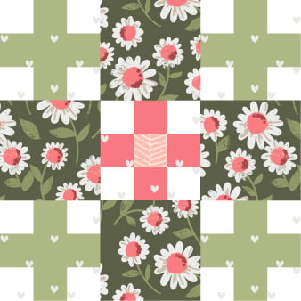 Moda Blockheads 4 free block of the week. Bonus Block 10 is "Triple Play." Fabric is Love Note by Lella Boutique for Moda Fabrics.