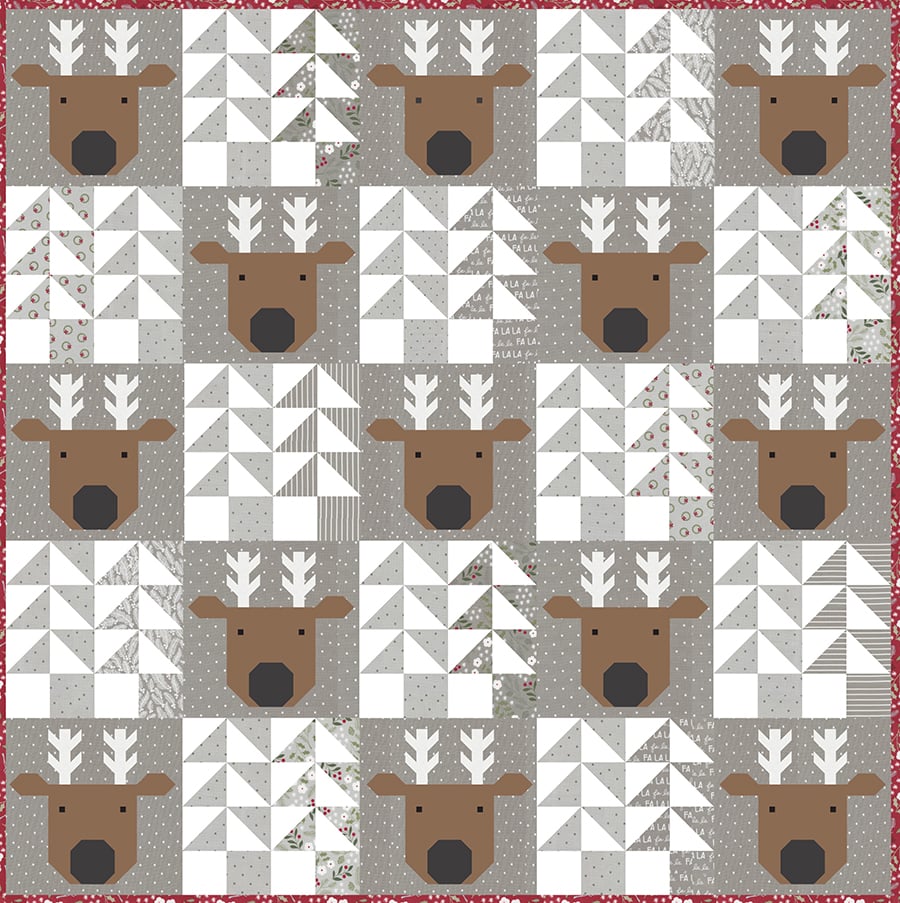 Reindeer Xing Quilt in Christmas Eve Fabric Lella Boutique