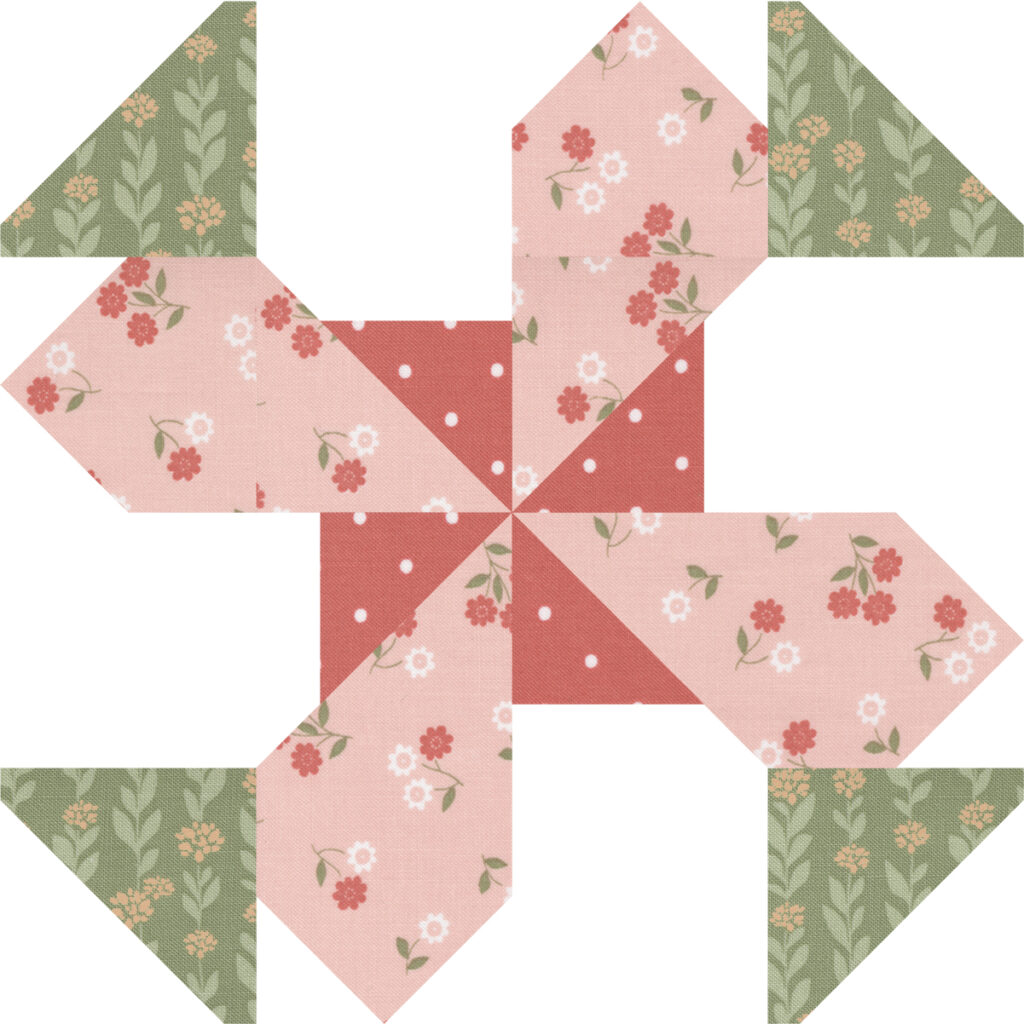 Sewcialites 2 free block of the week. Block 1 is "Perennial" by Bec McCullough. Fabric is Country Rose by Lella Boutique for Moda Fabrics.