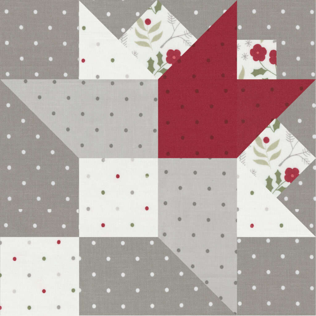 Sewcialites 2 free block of the week. Block 2 is "Tussy Mussy" by Susan Ache. Fabric is Christmas Eve by Lella Boutique for Moda Fabrics coming May 2023.