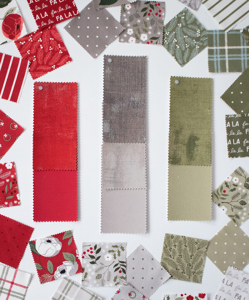 Matching solids of Christmas Eve fabric by Lella Boutique for Moda Fabrics arriving May 2023. 