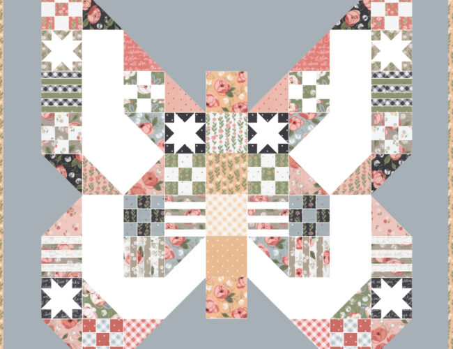 Butterfly Patch scrappy butterfly sampler quilt by Lella Boutique. Make it with a layer cake of Country Rose fabric.