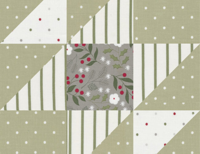Sewcialites 2 free block of the week. Block 4 is "Flirty" by Chelsi Stratton. Fabric is Christmas Eve by Lella Boutique for Moda Fabrics.