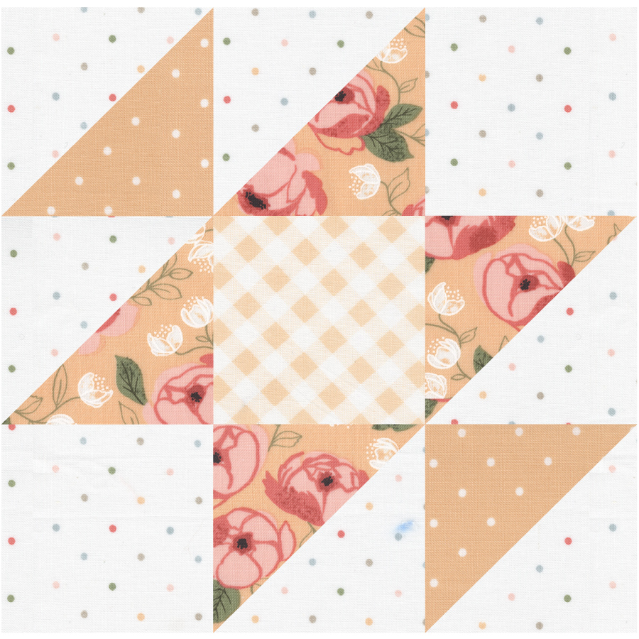 Sewcialites 2 free block of the week. Block 4 is "Flirty" by Chelsi Stratton. Fabric is Country Rose by Lella Boutique for Moda Fabrics.