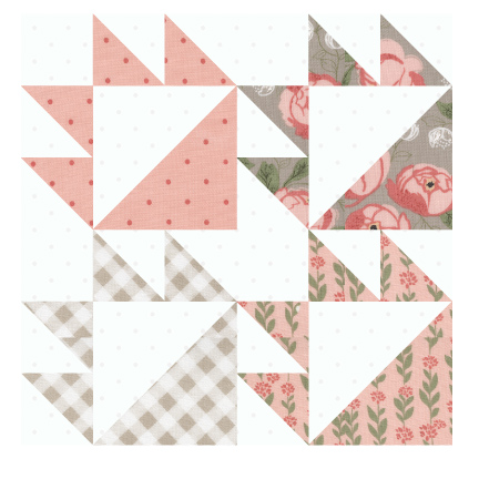 Sewcialites 2 free block of the week. Block 5 is "Empower" by Carrie Nelson. Fabric is Country Rose by Lella Boutique for Moda Fabrics.