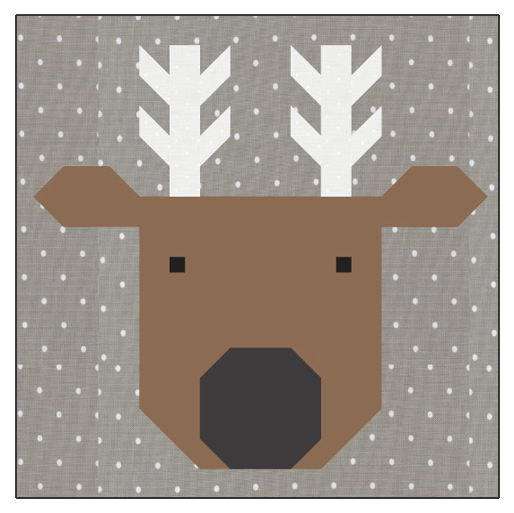 reindeer quilt block by Lella Boutique. Download the pattern here!