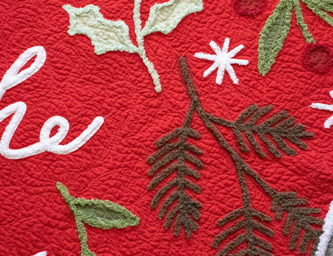 'Tis the Season quilt panel by Lella Boutique with Chenille-It details added. Join the sew along here!