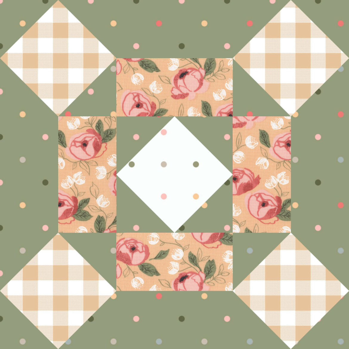 Sewcialites 2 Block 11 "Nurture" by Lissa Alexander. Fabric is Country Rose by Lella Boutique for Moda Fabrics. Download the free block pattern here.