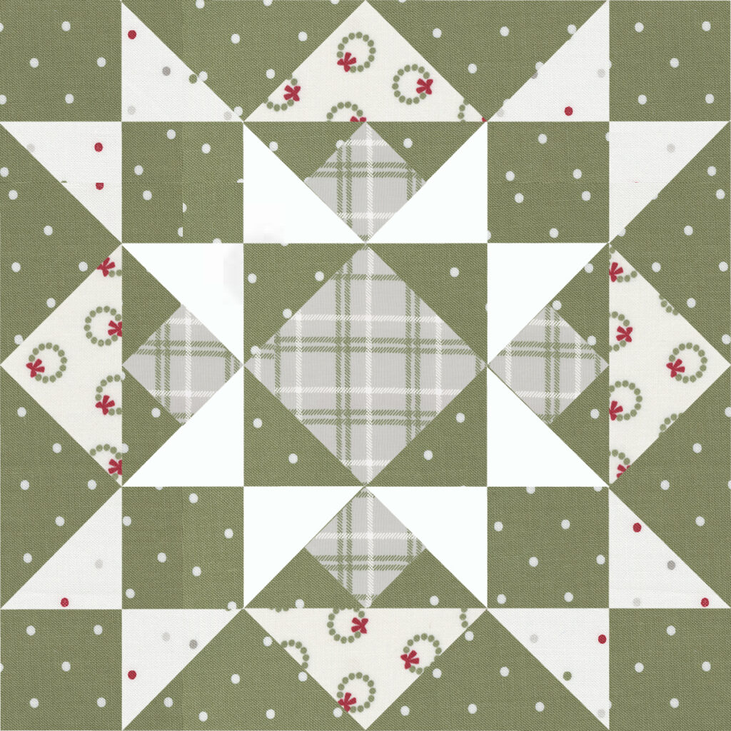 Sewcialites 2 free block of the week. Block 16 is "Christmas Star" by Corey Yoder. Fabric is Christmas Eve by Lella Boutique for Moda Fabrics. Download the free block pattern now.