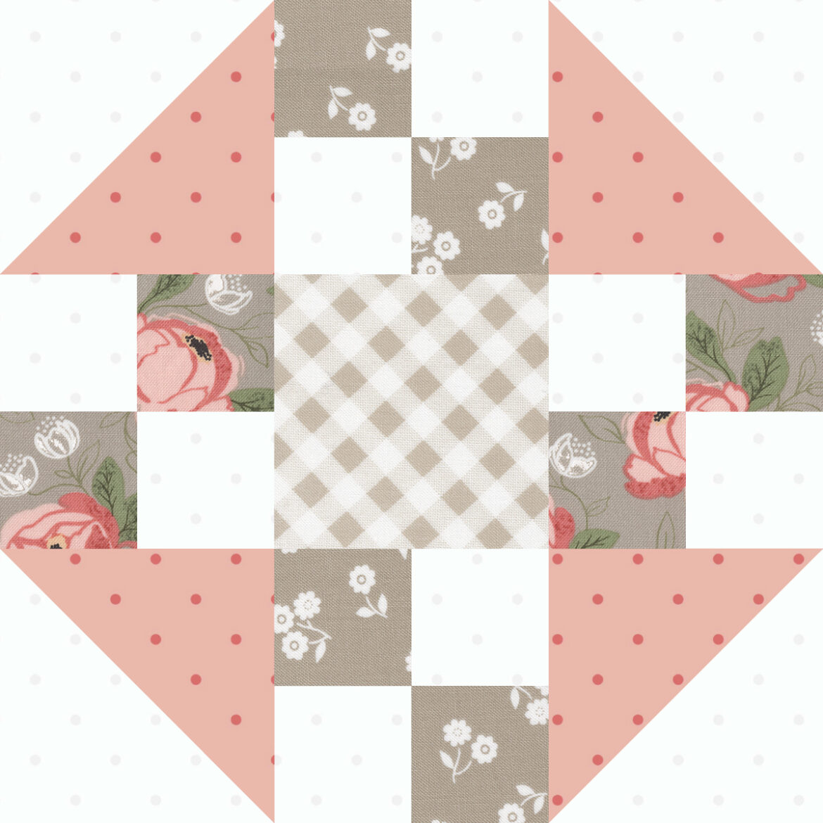 Sewcialites 2 Block 20 "Fascinate" by Sherri McConnell of A Quilting Life. Fabric is Country Rose by Lella Boutique for Moda Fabrics. Download the free block pattern here.