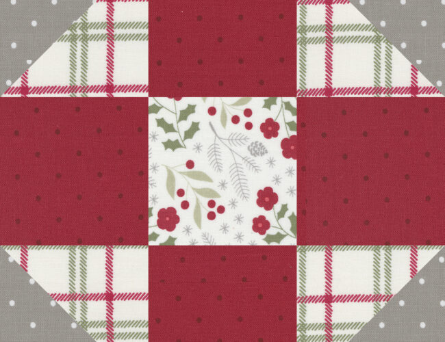 Sewcialites 2 Block 21 "Dapper" by Jane Davidson of Quilt Jane. Fabric is Christmas Eve by Lella Boutique for Moda Fabrics. Download the free PDF pattern here