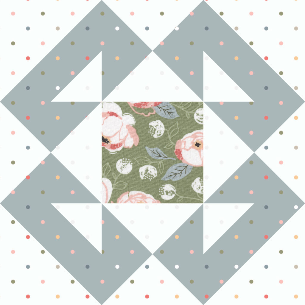 Sewcialites 2 block 22 "Ohio Twist" by Jessica Dayon. Fabric is Country Rose by Lella Boutique for Moda Fabrics. Download the free block pattern here.
