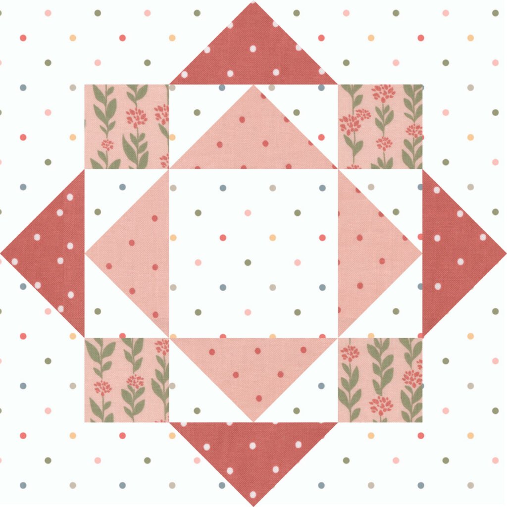 Sewcialites 2 block 6 "Always Star" Block by Camille Roskelley of Thimble Blossoms. Fabric is Country Rose by Lella Boutique for Moda Fabrics. Download the free pattern here.