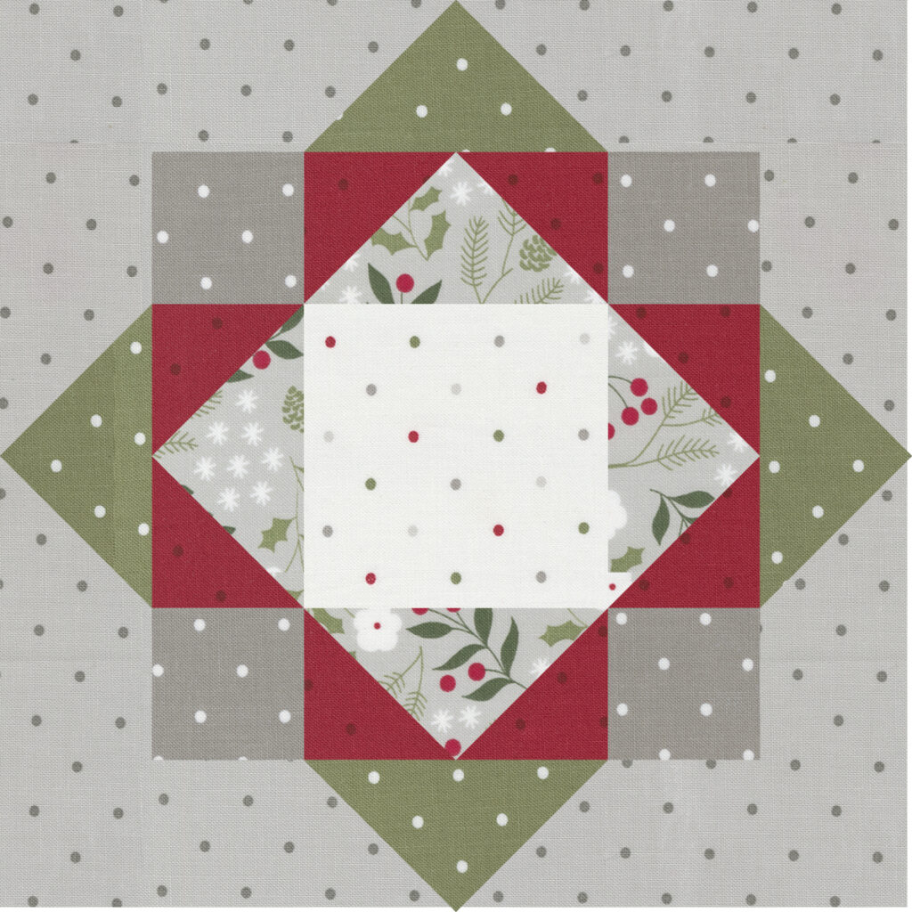 Sewcialites 2 block 6 "Always Star" Block by Camille Roskelley of Thimble Blossoms. Fabric is Christmas Eve by Lella Boutique for Moda Fabrics (May 2023). Download the free pattern here.
