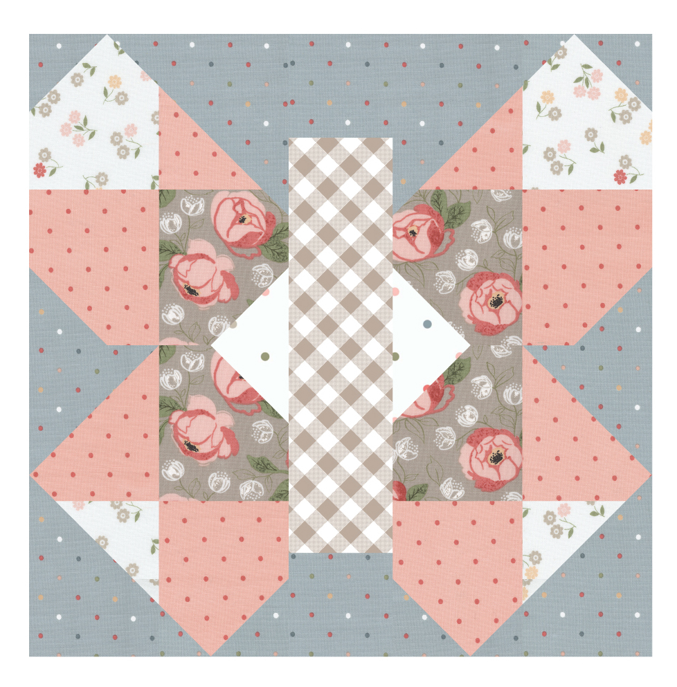 Sewcialites 2 free block of the week. Block 7 is "Butterfly Garden" by Pat Sloan. Fabric is Country Rose by Lella Boutique for Moda Fabrics (May 2023). Download the free PDF here.