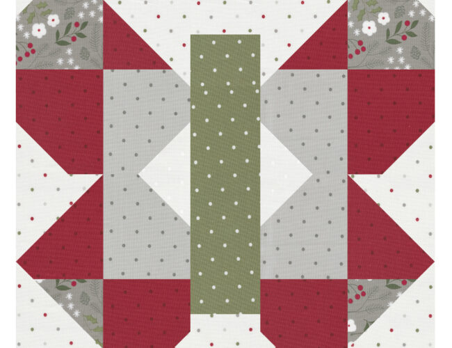 Sewcialites 2 free block of the week. Block 7 is "Butterfly Garden" by Pat Sloan. Fabric is Christmas Eve by Lella Boutique for MOda Fabrics (May 2023). Download the free PDF here.