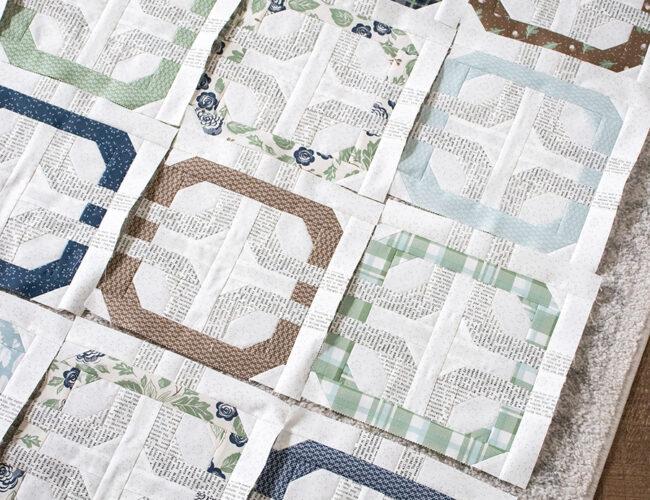 Concord quilt - a quilt with overlapping rings by Lella Boutique. Made with 1 Honeybun (1.5" strips) of Harvest Road fabric by Lella Boutique for Moda Fabrics.