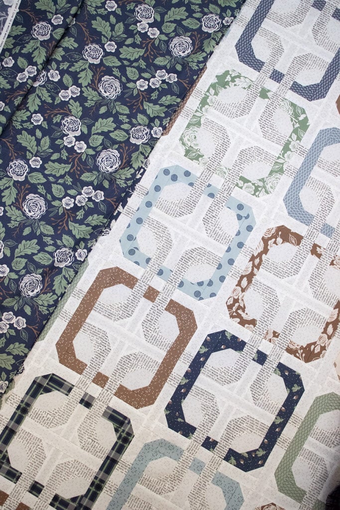 Concord quilt - a quilt with overlapping rings by Lella Boutique. Made with 1 Honeybun (1.5" strips) of Harvest Road fabric by Lella Boutique for Moda Fabrics.