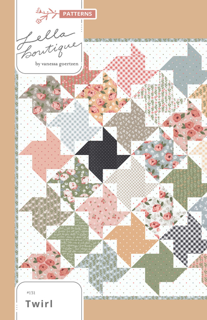 Twirl pinwheel quilt by Lella Boutique. Beginner friendly quilt using fat quarters, fat eighths, or Layer Cakes!