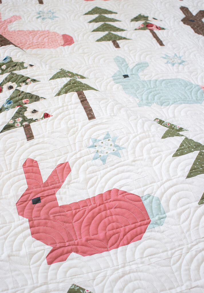 Wild Hare bunny quilt by Lella Boutique. Fabric is Lovestruck arriving to shops November 2023. Fat quarter friendly. Would make a cute Easter quilt.