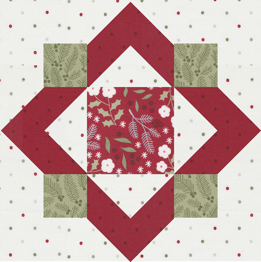 Sewcialites 2 Block 24 "Energize" by Lisa Bongean of Primitive Gatherings. Fabric is Christmas Eve by Lella Boutique. Download the free block pattern here.