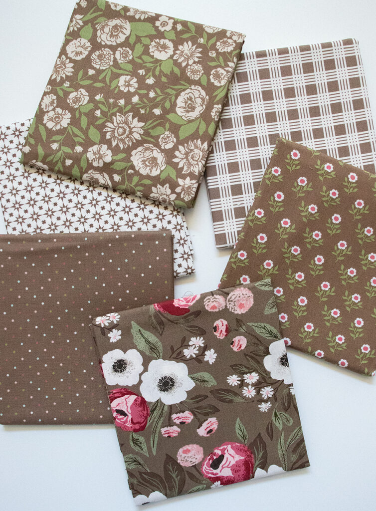 The brown prints of Lovestruck fabric by Lella Boutique for Moda Fabrics. November 2023 delivery.