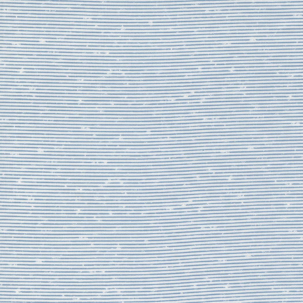 Urban Stripe in Sky - a skinny blue and white stripe print from Old Glory fabric by Lella Boutique for Moda Fabrics. Arriving February 2024.