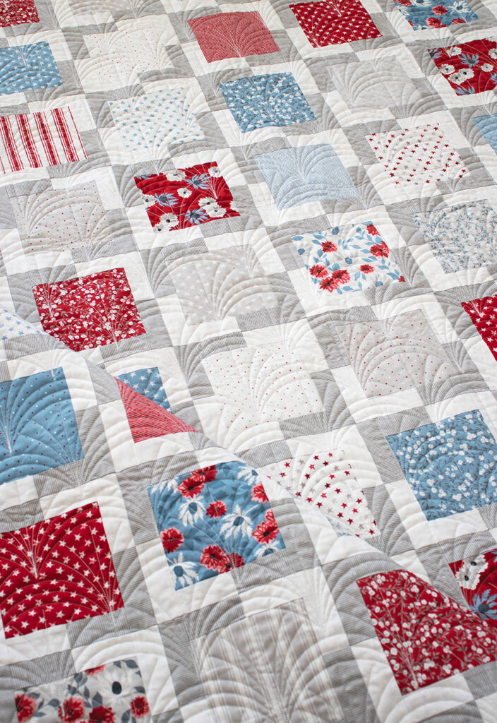 Iconic 2 charm pack quilt by Vanessa Goertzen of Lella Boutique. Cool 4th of July quilt in Old Glory fabric. Download the PDF here!