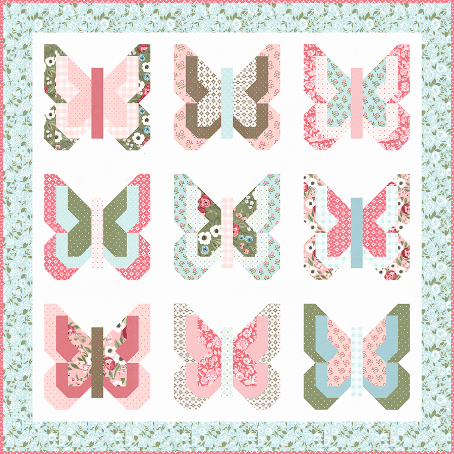 Social Butterfly fat quarter quilt by Vanessa Goertzen of Lella Boutique. Fabric is Lovestruck by Lella Boutique for Moda Fabrics (Nov 2023). Download the PDF here!