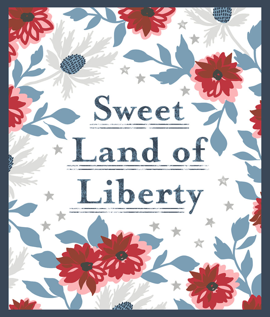 Sweet Land of Liberty whole-cloth quilt panel by Lella Boutique. This cotton panel is part of the Old Glory fabric collection by Lella Boutique for Moda Fabrics (Feb 2024).