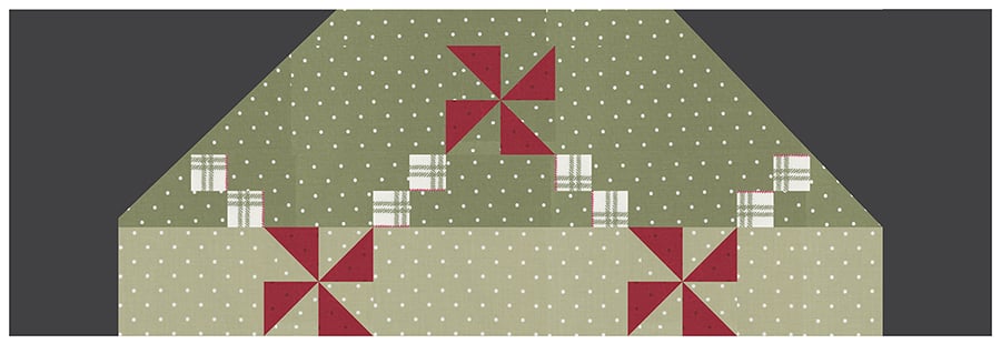 Week 2 of Fat Quarter Shop's Evergreen Mystery Quilt Along featuring Christmas Eve fabric by Lella Boutique for Moda Fabrics.