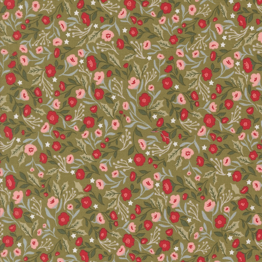 Berry & Pine fabric by Lella Boutique for Moda Fabrics - arriving to shops May 2025. Such a stunning floral Christmas collection.