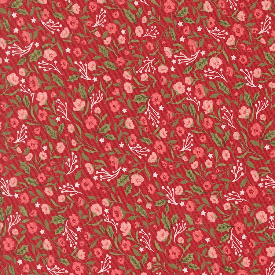 Berry & Pine fabric by Lella Boutique for Moda Fabrics - arriving to shops May 2025. Such a stunning floral Christmas collection.