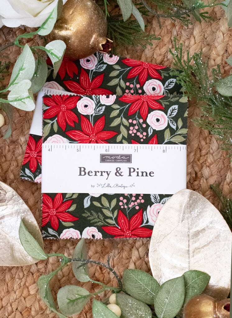 Charm packs of Berry & Pine fabric by Lella Boutique for Moda Fabrics (May 2025). Request this collection from your favorite local or online shop!