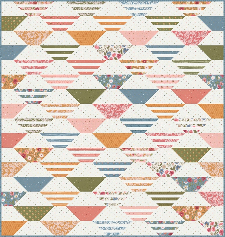 "Honey Glow" honeycomb quilt in Wild Honey fabric by Lella Boutique. Honeybun + fat quarter friendly for a fun easy hexagon quilt. Download the PDF here!