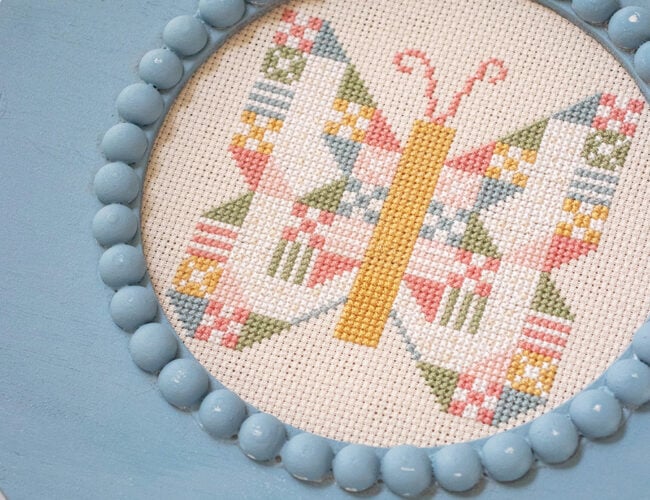 "Butterfly Patch" cross stitch pattern by Lella Boutique. Download the PDF here!