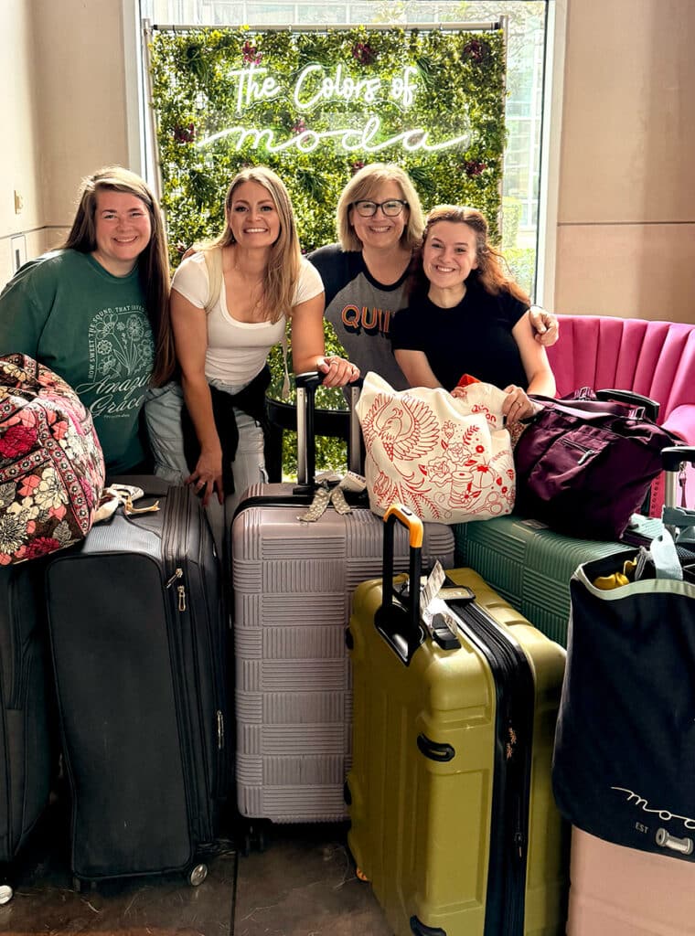 Moda designers Vanessa Goertzen (Lella Boutique), Heather Briggs (My Sew Quilty Life), Robin Pickens and her amazing daughter Audrey