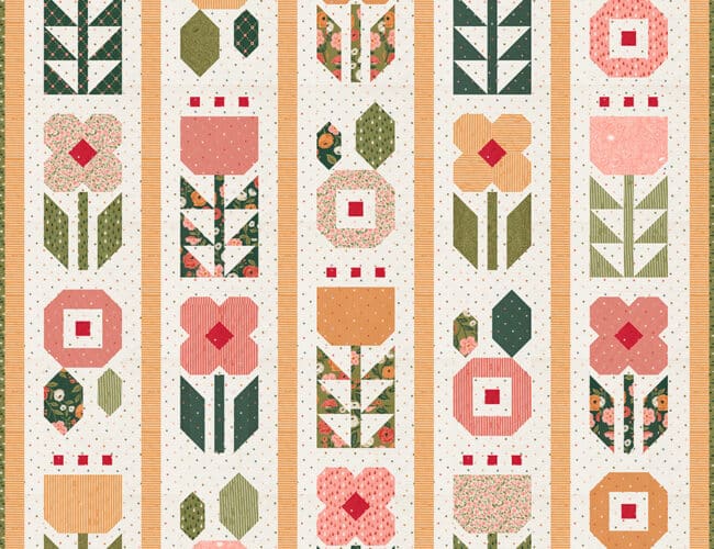 "Garden Party" flower quilt - a fat quarter quilt in Garden Glam fabric by Lella Boutique for Moda Fabrics. Download the PDF here!