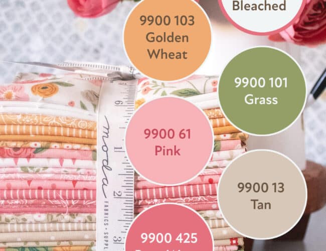matching Bella solids for the Garden Glam fabric collection by Lella Boutique for Moda Fabrics.