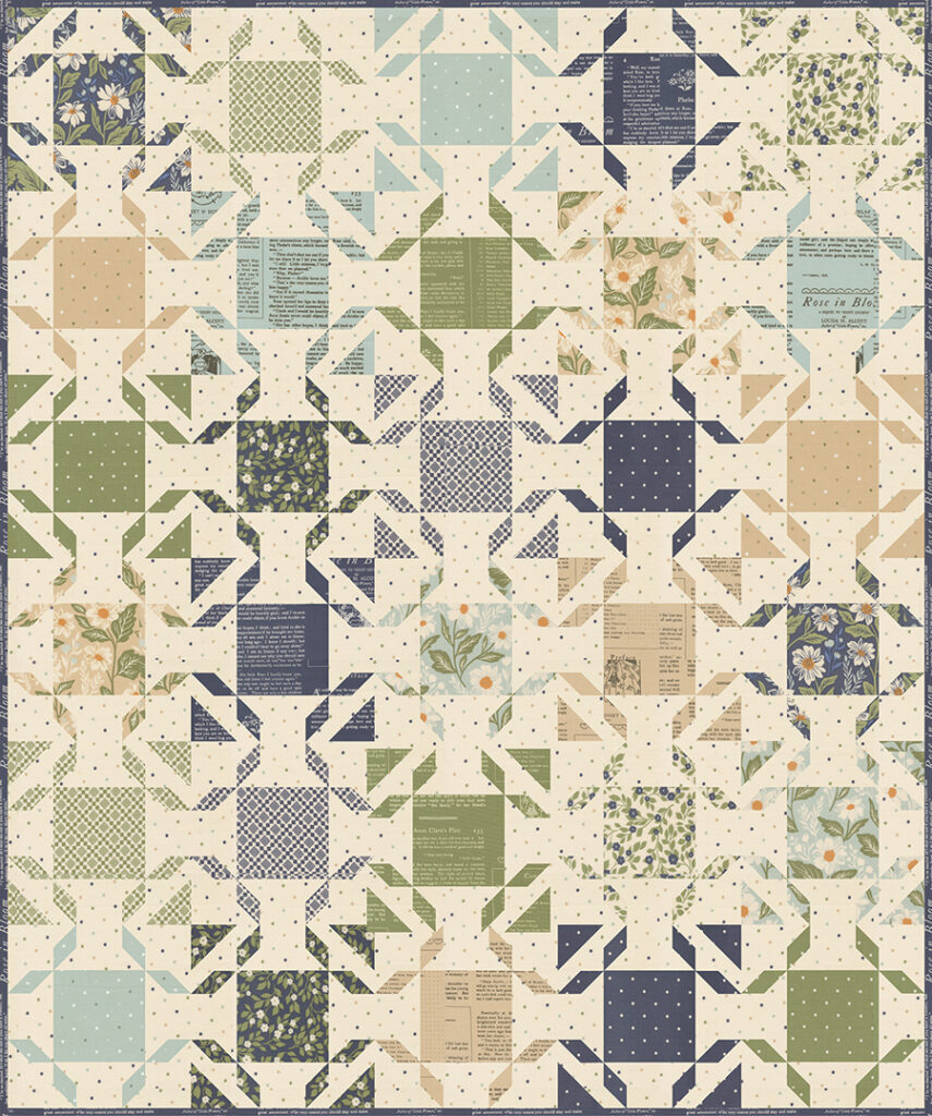 "Bedazzled" geometric jewel quilt in True Love fabric by Lella Boutique for Moda Fabrics. Make it with fat eighths or fat quarters. Download the PDF here!