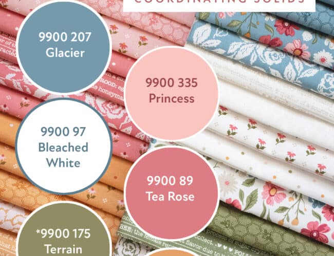 matching Bella solids for the Garden Glam fabric collection by Lella Boutique for Moda Fabrics.