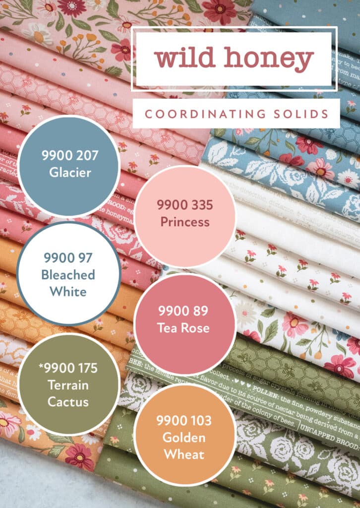 matching Bella solids for the Garden Glam fabric collection by Lella Boutique for Moda Fabrics.