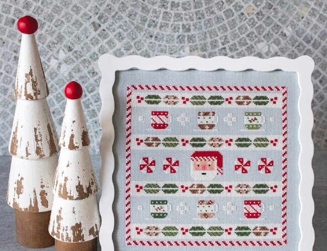 Cocoa Party cross stitch by Count Your Stitches Co. Inspired by the Cocoa Party quilt in Peppermint Cocoa by Lella Boutique. Download the PDF here!